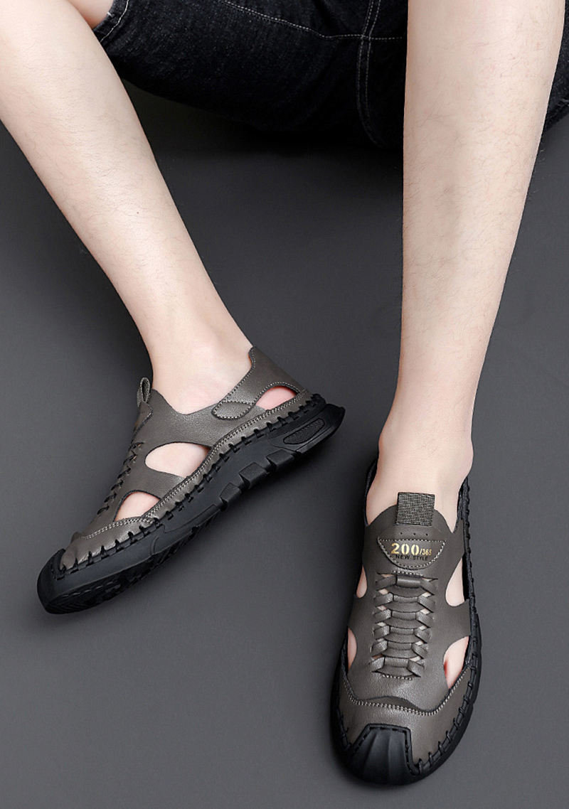 Leather sandals men's shoes summer breathable casual men's hiking shoes outdoor non-slip beach shoes